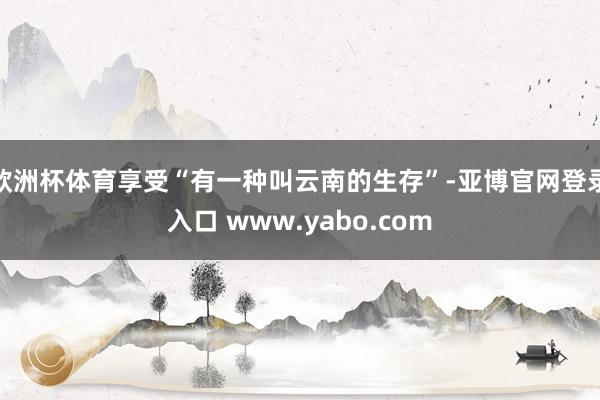欧洲杯体育享受“有一种叫云南的生存”-亚博官网登录入口 www.yabo.com