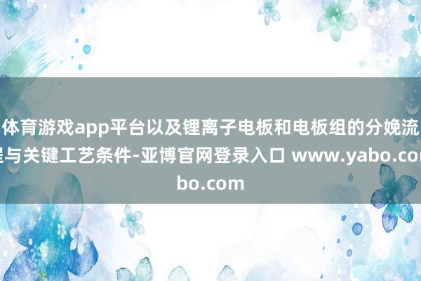 体育游戏app平台以及锂离子电板和电板组的分娩流程与关键工艺条件-亚博官网登录入口 www.yabo.com