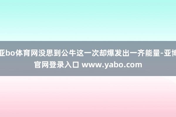 亚bo体育网没思到公牛这一次却爆发出一齐能量-亚博官网登录入口 www.yabo.com